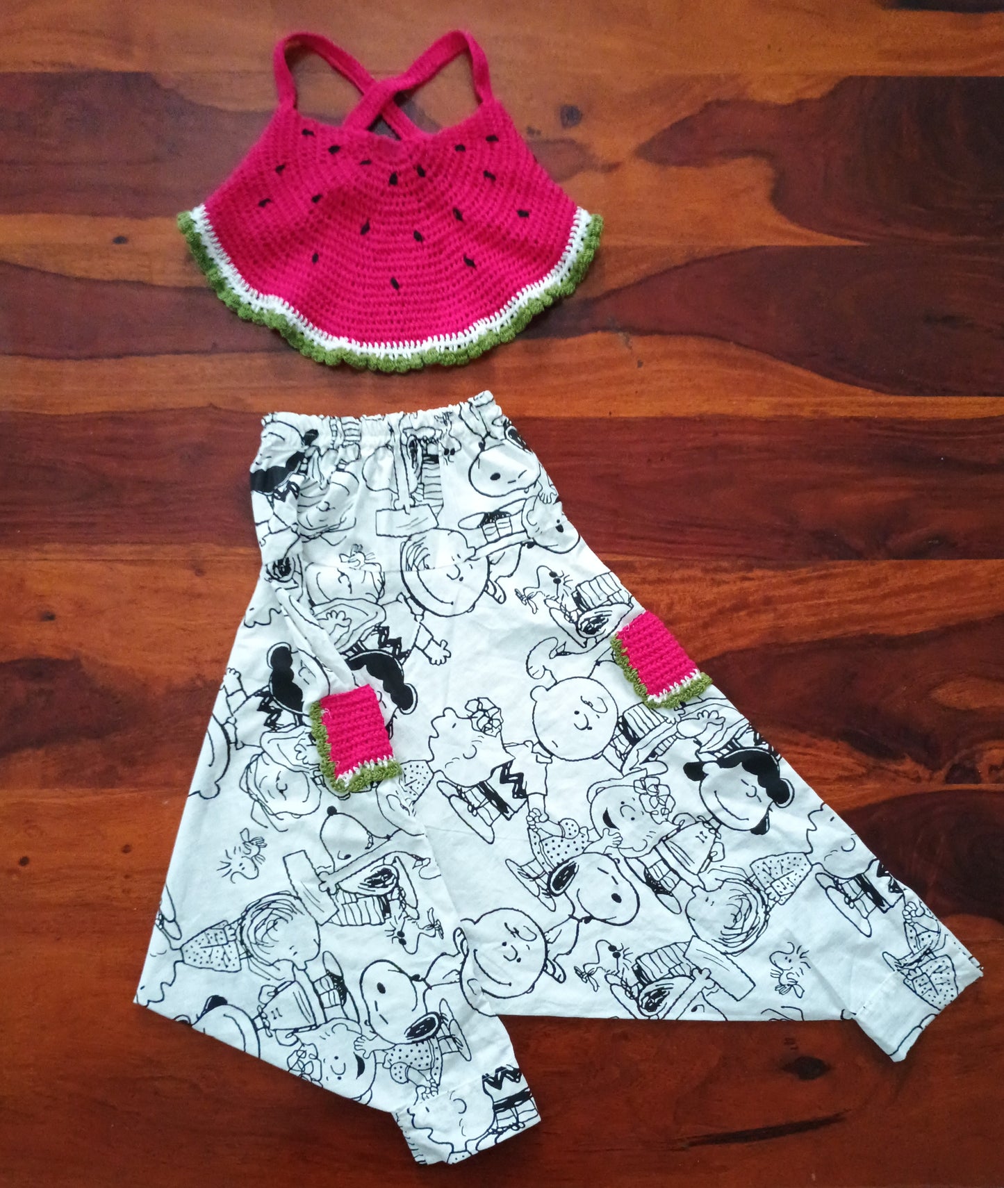 Hand crocheted watermelon top.