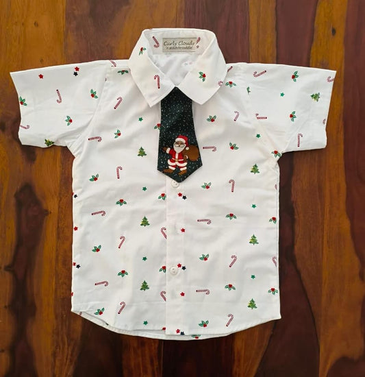 Christmas Edit (short sleeved christmas themed shirt with contrast tie.